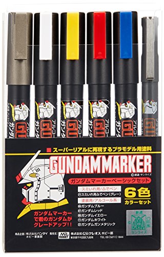 Gundam Marker GMS105 Basic Pen SET (6) GUNPLA Colori Base Pennarelli