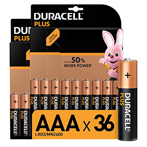 Duracell - Plus AAA, Batterie Ministilo Alcaline, Confezione ad Apertura Semplificata, 1.5 Volt LR03 MN2400, 36 Batterie