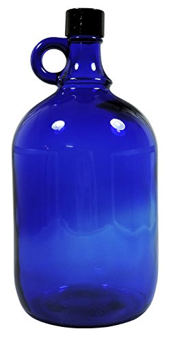 Bottiglia di vetro Mikken da riempire autonomamente, con tappo a vite nero., Plastica, Blu, 2 litri