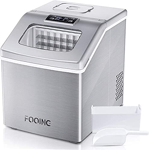 Macchina Ghiaccio FOOING Macchina per il ghiaccio Macchina per cubetti di ghiaccio automatica autopulente con 18 kg / 24 ore Perfetto per feste, bevande miste, macchina del ghiaccio