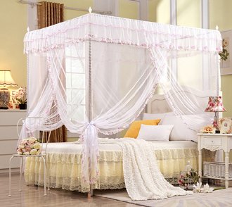 Regalo! Baldacchino da principessa per letto matrimoniale, bianco , White, King (1 X Bed Canopy+Bed Canopy Frame)