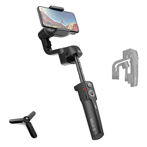 MOZA Mini-S - Stabilizzatore cardanico per smartphone con asta di estensione, con un pulsante di zoom per tracciamento di oggetti pieghevoli a 3 assi Gimbal