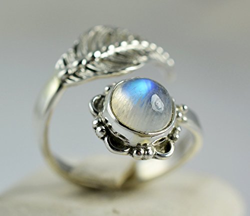 Anello in argento con pietra di luna arcobaleno, pietra di luna arcobaleno, anello in pietra di luna, argento sterling 925, anello in argento, gioielli fatti a mano, dimensioni dal 6 al 31