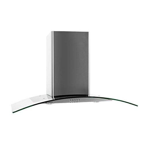 Klarstein GL90WS Cappa Aspirante con rivestimento in vetro e acciaio inox (90 cm, potenza di aspirazione pari a 700 m³/h, 3 livelli di potenza, design accattivante) - argento/vetro chiaro