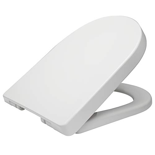 WOLTU Copriwater Sedile WC Universale Coperchio con Chiusura Ammortizzata Soft Close Toilet Seat Bagno in Plastica Antibatterico Bianco WS2544