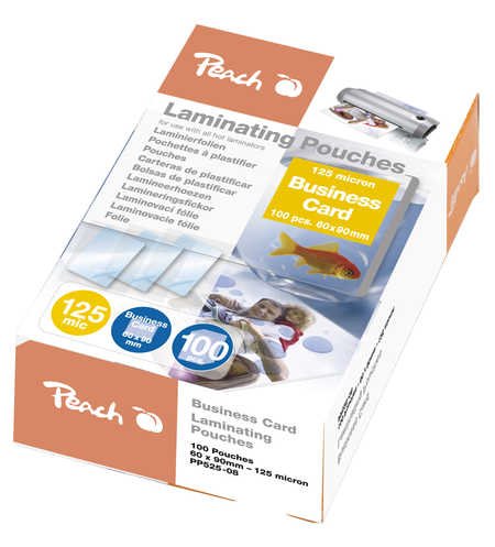 Peach Laminating Pouches for Business Cards (60x90mm), PP525-08, 100-pack, 125 mic