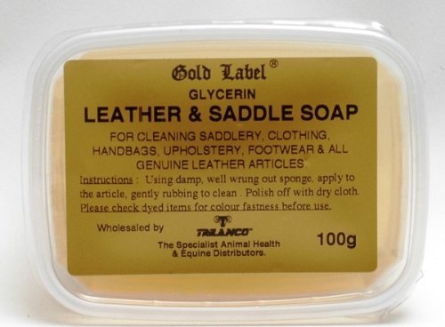 Gold Label - Saponetta di glicerina da 100 g per Pulizia di Selle, Abiti, Borse, tappezzeria, Calzature e Articoli di pelletteria