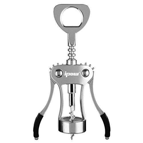 IPOW Apribottiglie Vino Cavatappi Professionale Levatappi Accessori del Vino e Regali sfociare Bottiglia di Birra/Vino Rosso con Due Leve Antiscivolo