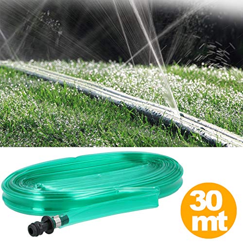 Tubo Piatto Microforato Triploforato per Irrigazione Giardino Piante Orto Esterno con Connettore Kinzo (30 Metri)