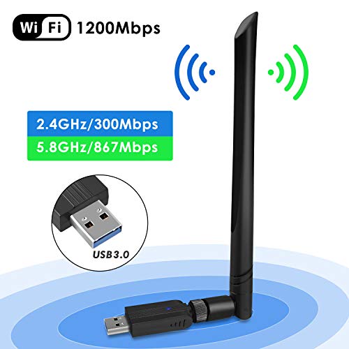 Colourstone Adattatore Antenna WiFi USB, 1200Mbps Dual Band Wireless Dongle Ricevitore Wi-Fi,USB Chiavetta Wi-Fi per PC Windows10/8/8.1/7/Vista