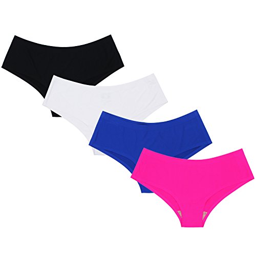 SHEKINI Mutande Slip Invisibile sennza Cuciture a Vita Bassa di Colore Puro Mutandine Invisibili Stile Bikini Lingerie Intimo da Donna Pacco da 4/6 (XL, B)