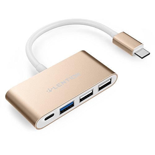 lention Hub USB-C 4 in 1 con Type C, Compatibile con USB 2.0 e 3,0 MacBook Air 2018 2019, MacBook PRO 13/15 (Thunderbolt 3), ChromeBook, Adattatore di Ricarica e Collegamento multiporta - Gold