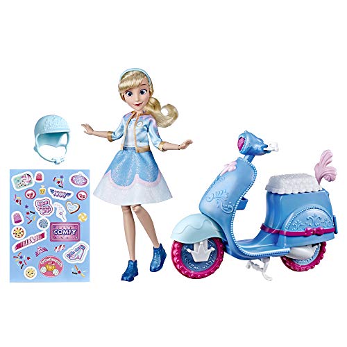 Hasbro Princess Comfy Squad (Bambola fashion Cenerentola con scooter, casco e adesivi per personalizzare, ispirata al film Disney Ralph spacca internet), Multicolore, E8937