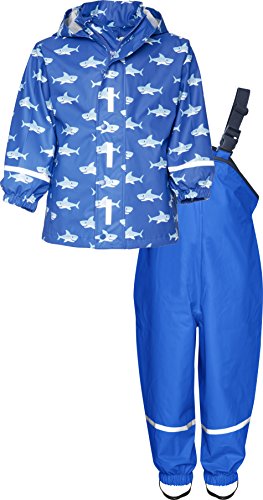 Playshoes Regen-Set Hai Allover Impermeable, Blu (Blau 7), 104 Bambino