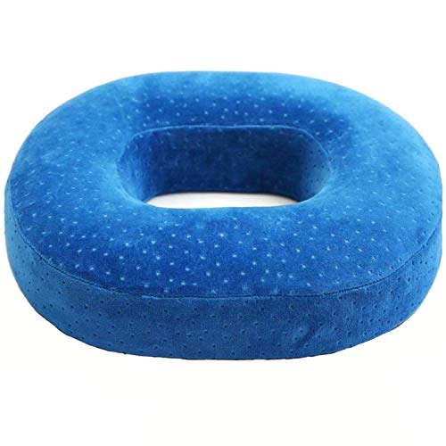 Cuscino a ciambella in memory foam, ideale per ridurre la pressione in caso di emorroidi, dolori al coccige, dolori post-parto e post-chirurgici, colore blu