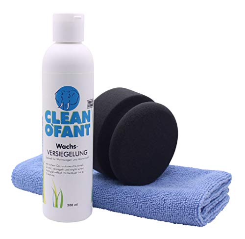 CLEANOFANT cera sigillante Set – per roulotte, camper, caravan. Per vernici, gelcoat, vetroresina, lamiera a nido d'ape, plexiglas