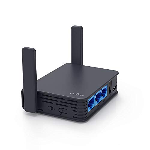 GL.iNet GL-AR750S-Ext (Slate) Gigabit AC VPN Router da Viaggio, 300Mbps(2.4G)+433Mbps(5G) Wi-Fi, 128MB RAM, supportato MicroSD, Ripettitore Bridge, OpenWrt/LEDE Pre-installato, Cloudflare DNS