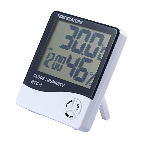 Termometro Igrometro Interno, Temperatura di Monitoraggio Umidità LCD Digitale, Orologio Sveglia