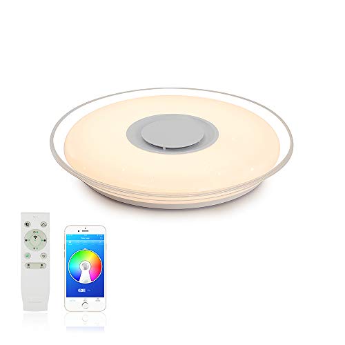 MAKELONG Moderne plafoniere musicali a LED con altoparlante Bluetooth,3000-6500K + RGB regolabili, modalità luci notturne, 36W 450mm 3000lm,APP e telecomando 2.4G,(Spedizione dal Belgio)