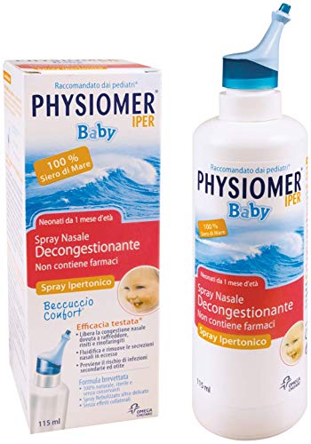 Physiomer Baby Iper Siero di Mare Spray Nasale Ipertonico Decongestionante per Bambini e Neonati - 115 ml