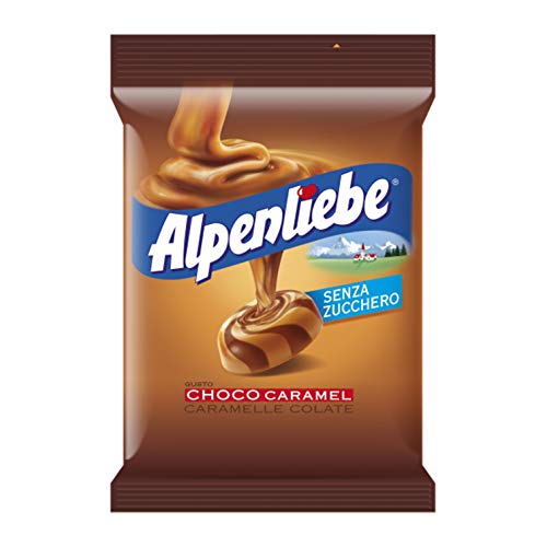 Alpenliebe Choco Caramel, Caramelle Colate Gusto Choco-Caramel, Senza Zucchero e Senza Glutine, Formato Busta da 80 gr