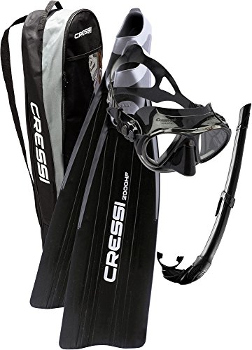 Cressi XBH095042, Kit Apnea/Snorkeling Unisex – Adulto, Nero, 42/43