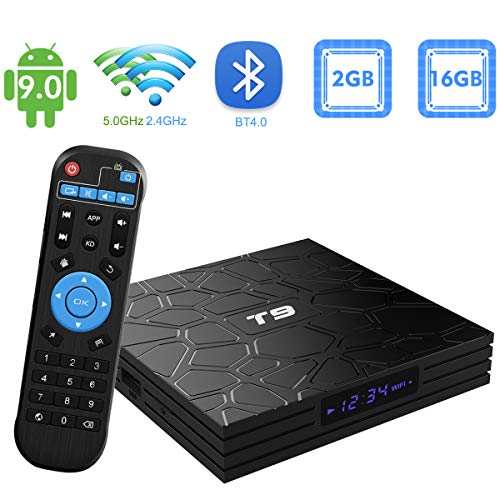 Android TV BOX, T9 Android 9.0 TV BOX 2GB RAM/16GB ROM RK3318 Quad-Core Support 2.4/5.0 Ghz WiFi 4K HDMI DLNA 3D Smart TV BOX