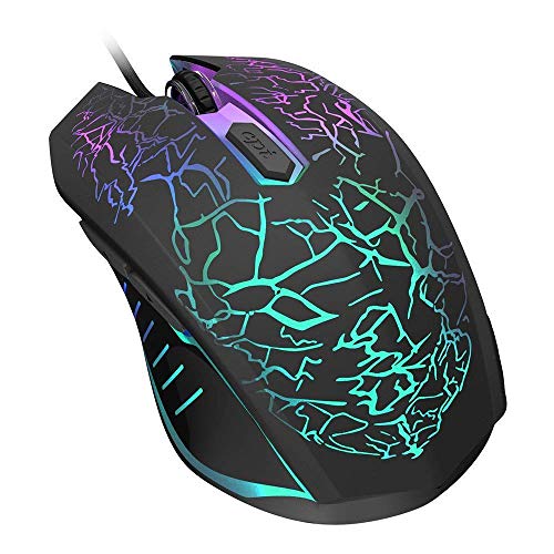 VersionTECH. Mouse da Gaming con Cavo, sensore Ottico Fino a 2400 DPI, 6 Tasti e Illuminazione a LED con 7 Colori