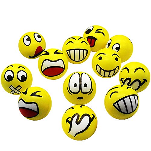 Emoji Anti-Stress Palla Stress Compressione Palla Facciale Giocattolo per Adulti E Bambini Festa di Compleanno O Natale Regalo di Natale 12 PCS
