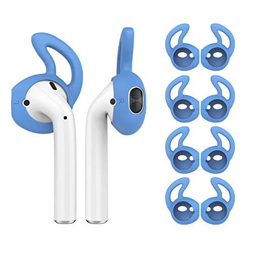 MoKo Gommini Auricolari in Silicone compatible con Apple AirPods(8 Pezzi), EarPods con Supporto Orecchio, Anti-Caduta, Inserti Auricolari Isolamento Rumore, Cuscinetti Cuffie per Auricolari - Blu
