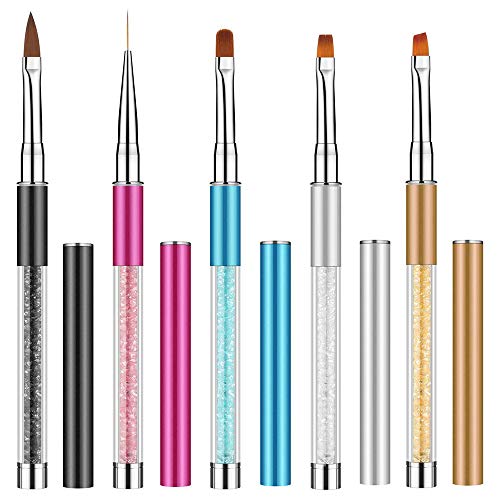 Ebanku 5 pcs pennelli unghie, penne professionali per unghie Costruttore di gel UV acrilico Set di pennelli per Nail pittura Disegno del chiodo fai da te