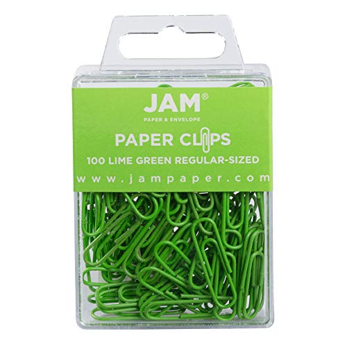 JAM PAPER Graffette Standard Colorate - Piccole 25,4 mm - Graffette Verde Lime - 100/Confezione