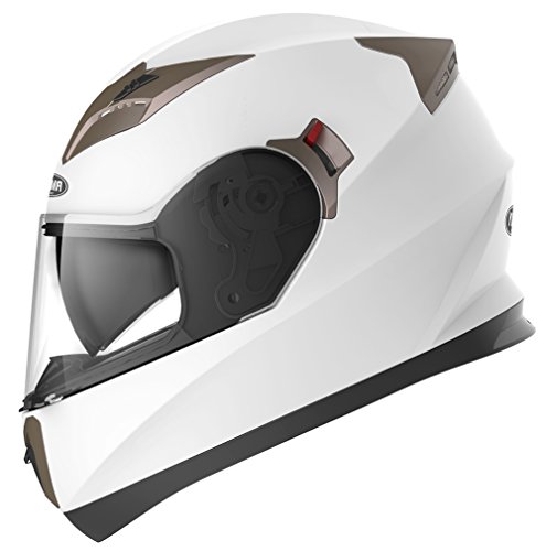 Casco Integrale Moto Scooter ECE Omologato - YEMA YM-829 Motorino Caschi Integrali Donna Uomo con Doppia Visiera Parasole, Bianco, S