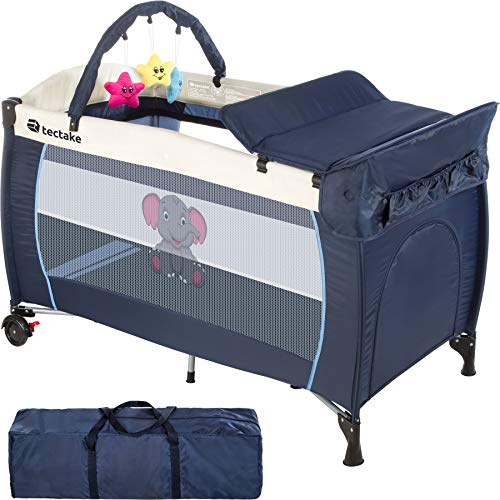 TecTake Culla lettino da viaggio campeggio regolabile in altezza bebé box - disponibile in diversi colori - (Blu | No. 402201)