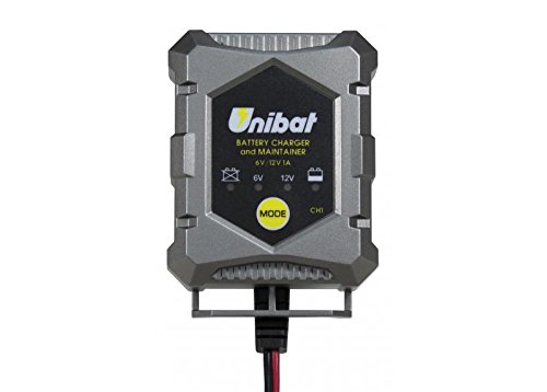 Unibat – Caricabatterie e mantenitore di carica per batterie piombo-acido, Gel e AGM da 6 V e 12 V, 1 A