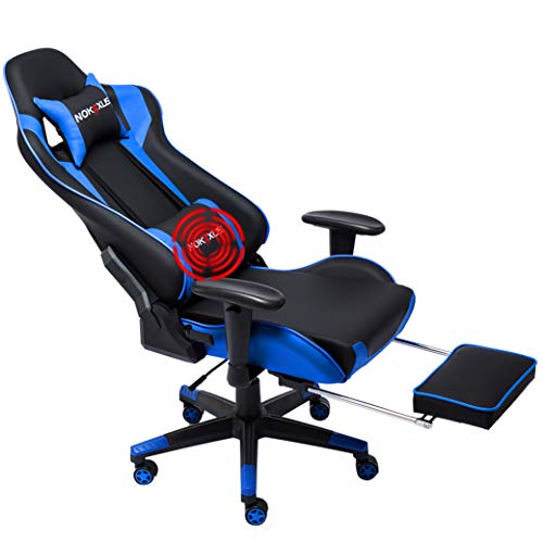 NOKAXUS - Sedia da Gioco Schienale Alto ed ergonomico Cuscino Lombare con Massaggio (Yk-6008-blue)