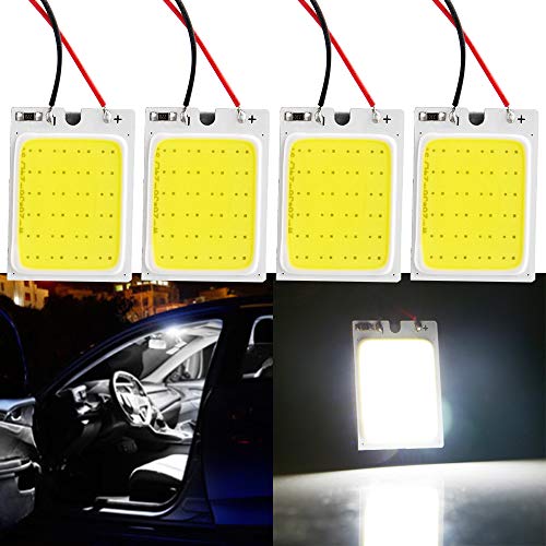 Grandview 4pcs Pannello Bianco LED Luce a Risparmio Energetico COB 24-SMD Luci a Cupola Auto Luci Interne Auto Luci di Lettura Plafoniere da Tetto con 3 Adattatori Garanzia di 2 Anni