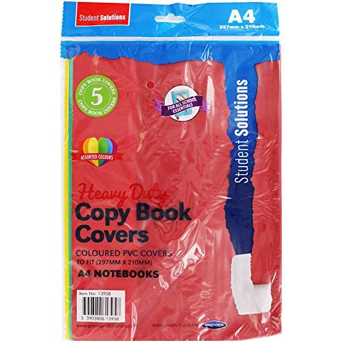 Premier Stationery Student Solutions - Copertina per libri in PVC, formato A4, resistente, confezione da 5