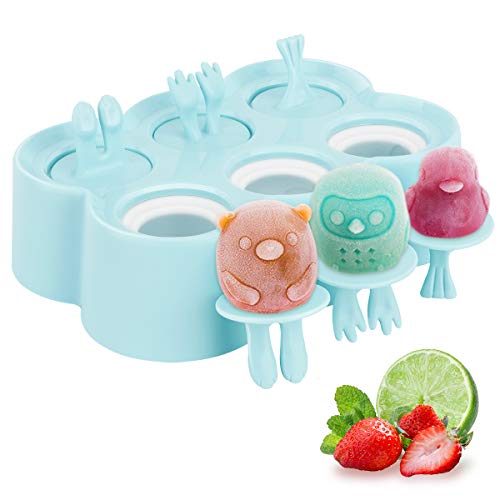 Housolution Stampi Ghiaccioli in Silicone con 6 Forme Animate,Gelato Fatto in Casa Facile rimozione, Lavabili, Riutilizzabili,Accessori Gelato, Stampi per Gelato, Ghiaccioli Forme Animate - Blu