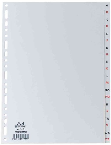ELBA-indice 100204725 a-z con 20 separatori, in polipropilene, A4, colore: grigio, confezione da 25