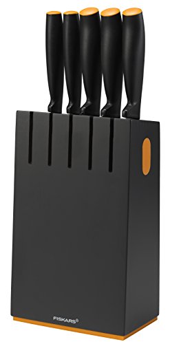 FISKARS Functional Form Ceppo Nero con 5 Coltelli, Acciaio Inossidabile, 8.5 x 15.2 x 36 cm