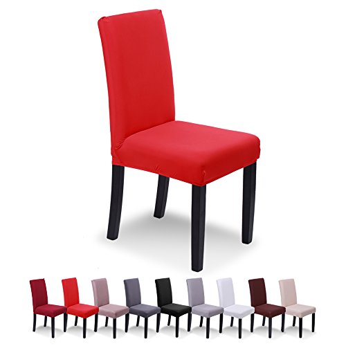 SaintderG® Coprisedie con Schienale 4 Pezzi, Lavabile Estraibile, Molto Facile da Pulire e Resistente, coprisedile, Moderna Sala da Pranzo, Hotel, Arredamento Ristorante (Rosso, 4 Pezzi)