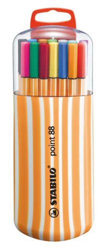 Fineliner - STABILO point 88 - Box Zebrui - Astuccio con 20 Colori assortiti
