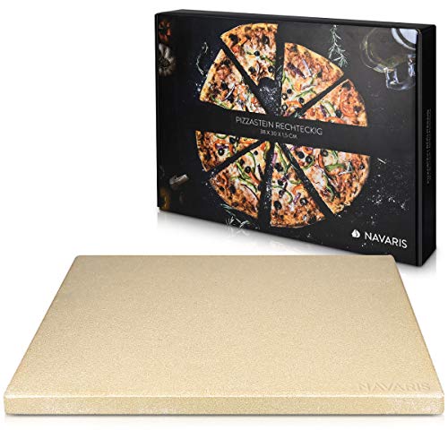 Navaris Pietra refrattaria per Cottura Pizza XL- per cuocere nel Forno di casa Pane Pizza focacce teglia Rettangolare 38x30cm Cottura 800° Cordierite