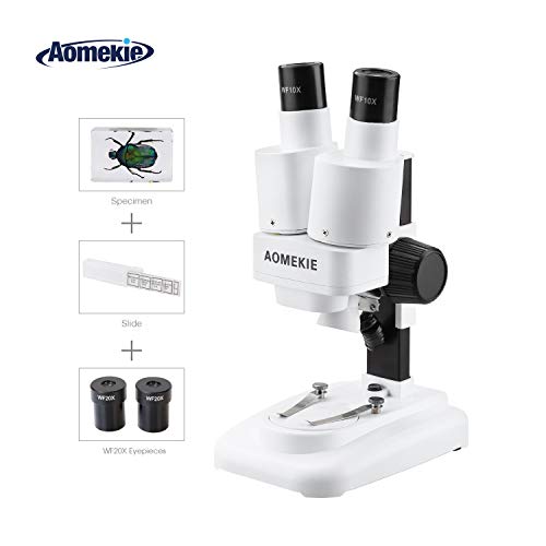Aomekie Microscopio Stereo 20X & 40X Binoculare Zoom 3D con LED per Bambini E regali di Natale
