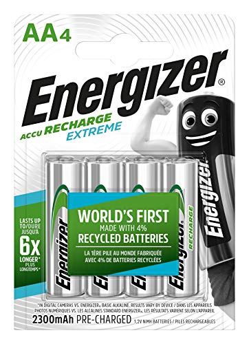 Energizer Batterie Ricaricabili AA, Recharge Extreme, Confezione da 4