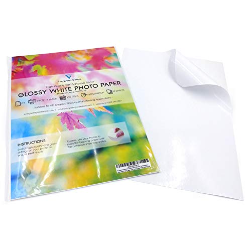 Evergreen Goods Ltd - 50 fogli di carta per stampa di etichette, formato A4, colore: bianco lucido