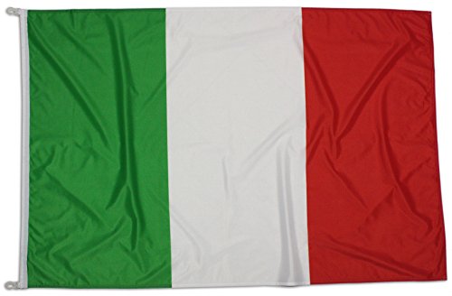 Bandiera Italia 150x100 Centimetri Tessuto Nautico Antivento 115 gram/m², Bandiera Italiana 150x100, Bandiera d'Italia Dotata Di Cordino o Ganci, Doppia Cucitura Perimetrale, Fettuccia Di Rinforzo