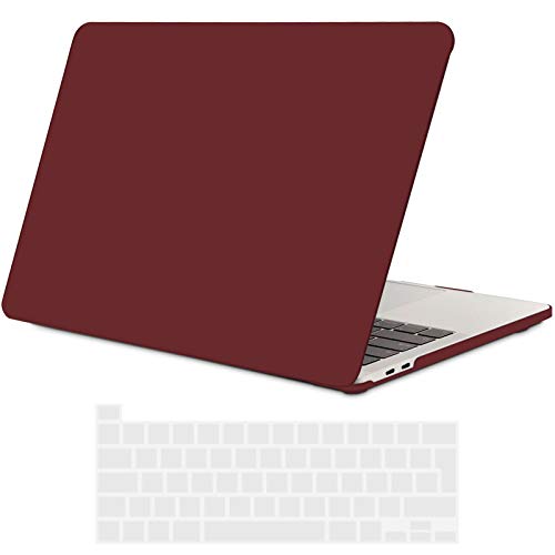 TECOOL Custodia MacBook PRO 13 Pollici 2020 (Modello: A2338 M1 / A2289 / A2251), Plastica Cover Case Rigida e Copritastiera in Silicone per MacBook PRO 13.3 con Touch Bar - Vino Rosso