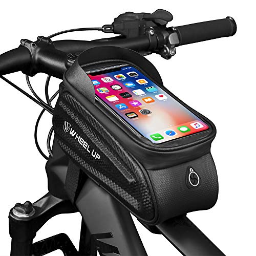 GARDOM Borse Bici Telaio Borsa Manubrio per Biciclette Impermeabile Borsa per Bici Pacchetto Ciclismo con Custodia Touch Screen per iPhone X / 8/7 Plus / 7 / 6s / 6 Plus / 5s (Bianco Lettera)